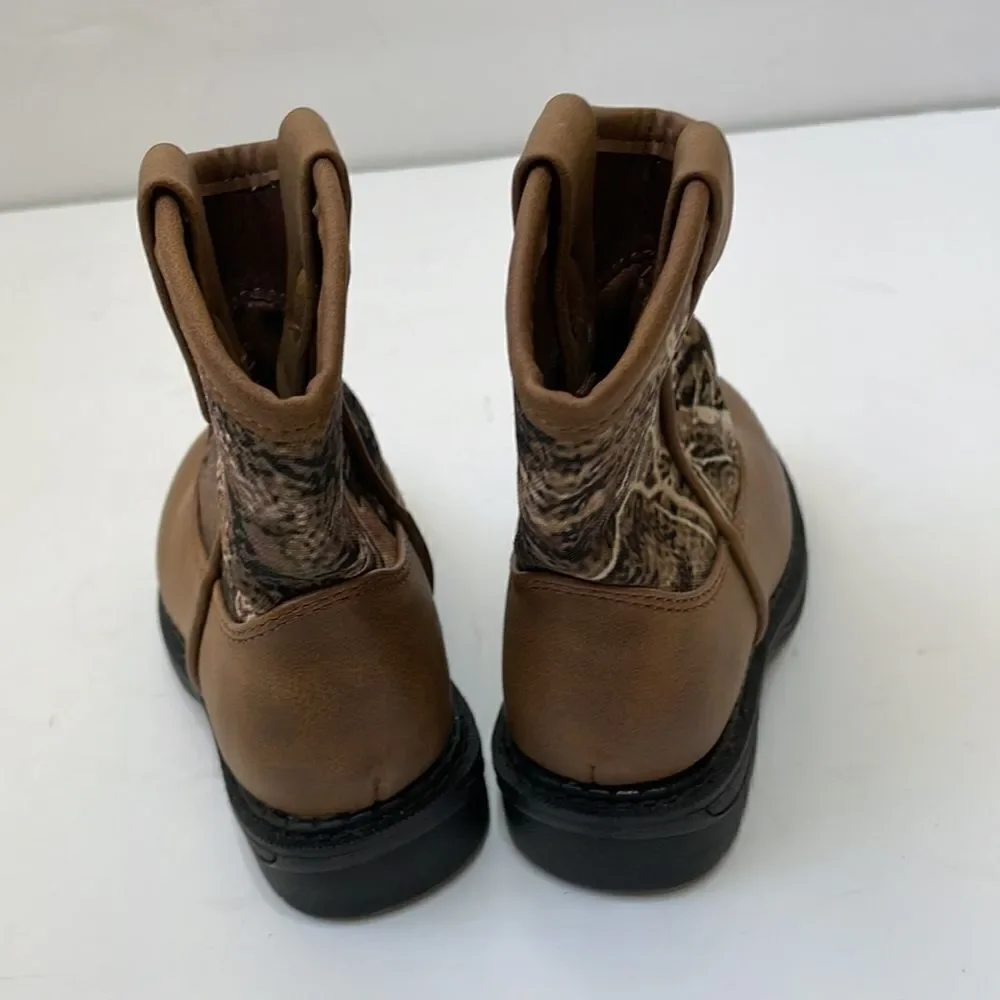 OUTBOUND TRADING LIL MAX FAUX LEATHER AND‎ CAMO PRINT SLIP ON BOOTS